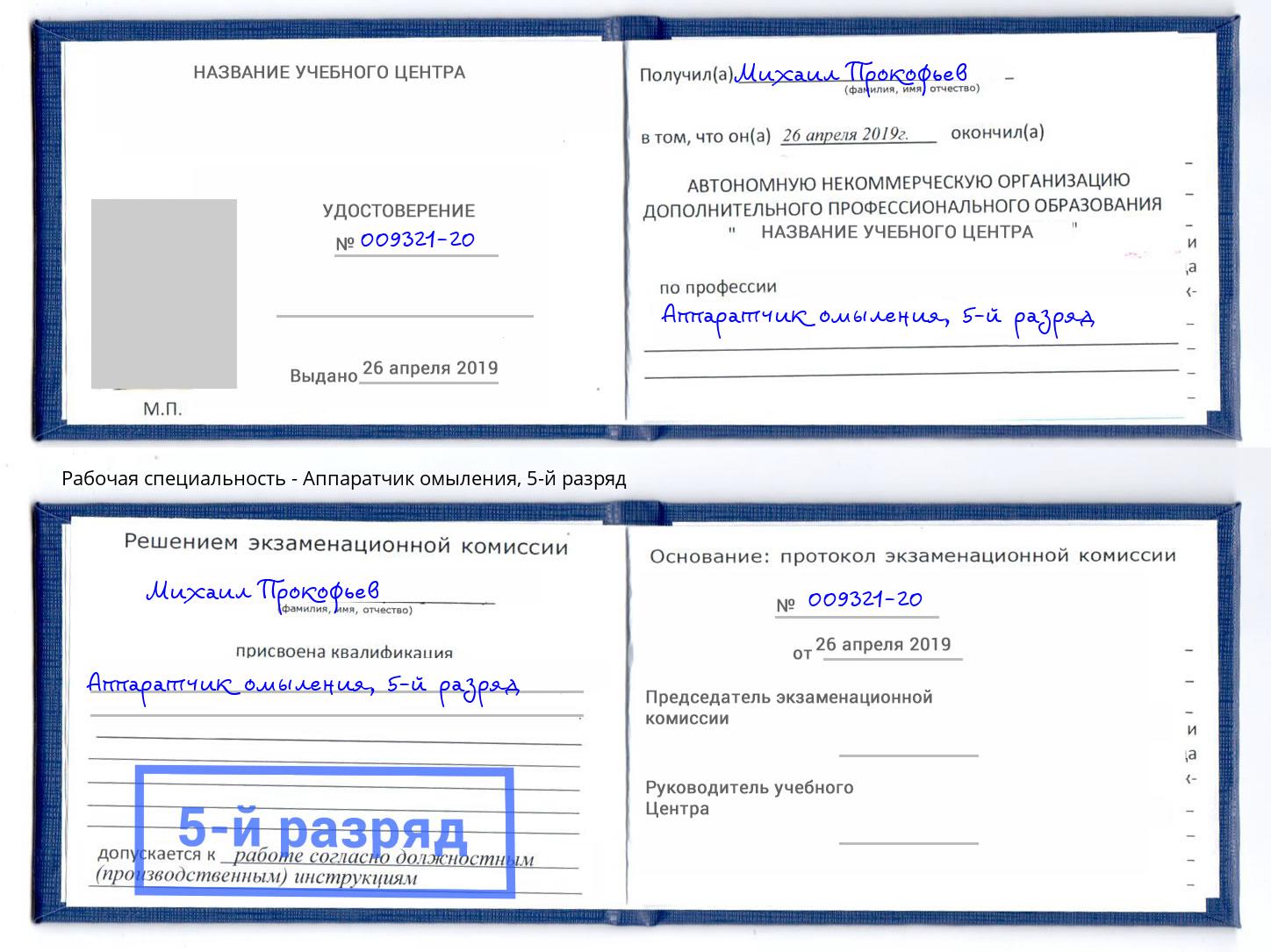 корочка 5-й разряд Аппаратчик омыления Богородицк