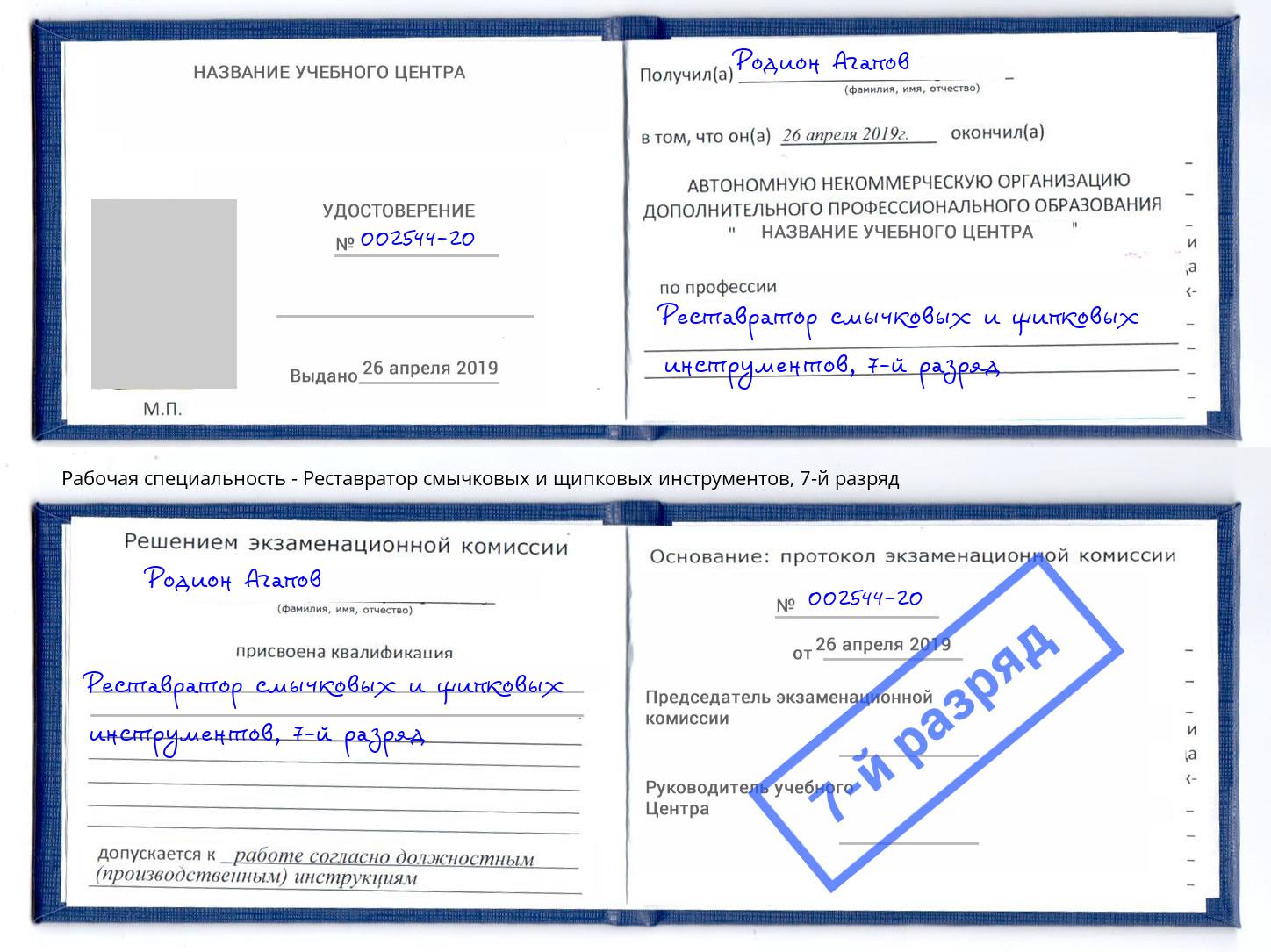 корочка 7-й разряд Реставратор смычковых и щипковых инструментов Богородицк